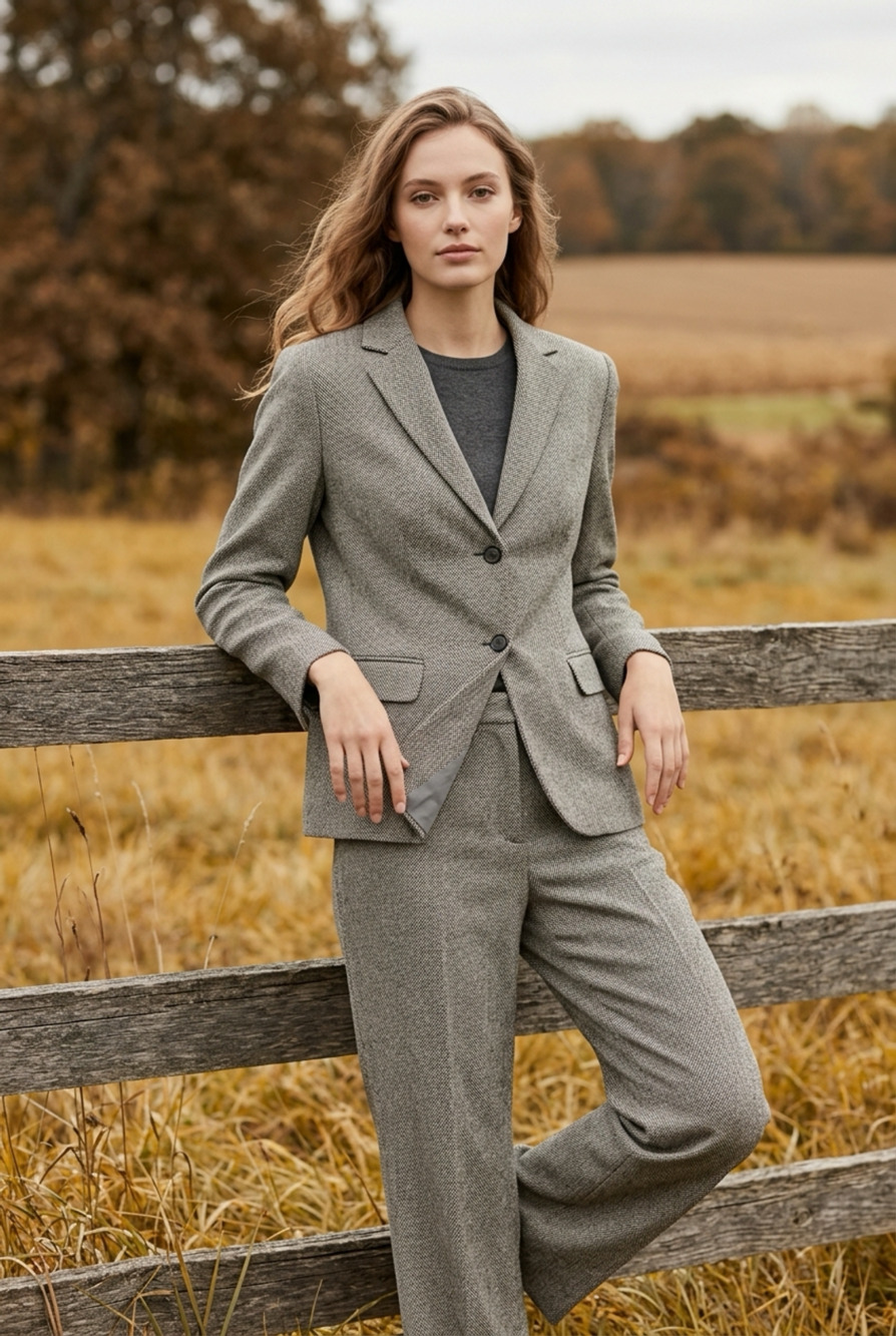 Ann Taylor Women's Gray Wool Two-Piece Pantsuit jacket size 2 pants size 6